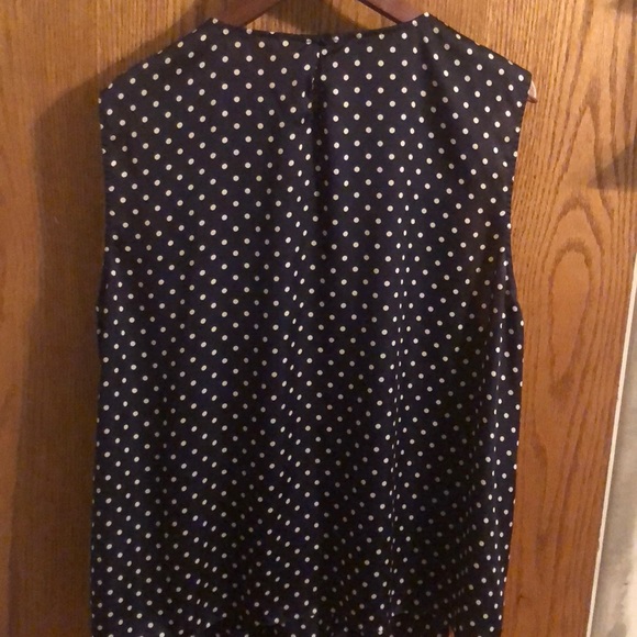 Jones New York 20W navy and white polka dot blouse - Picture 3 of 4